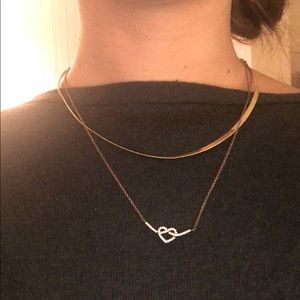 Crystal heart knot necklace